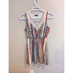 Cals Ivory Lace Crochet Dress Womens Sz L Beach Wedding Boho Aztec Vertical